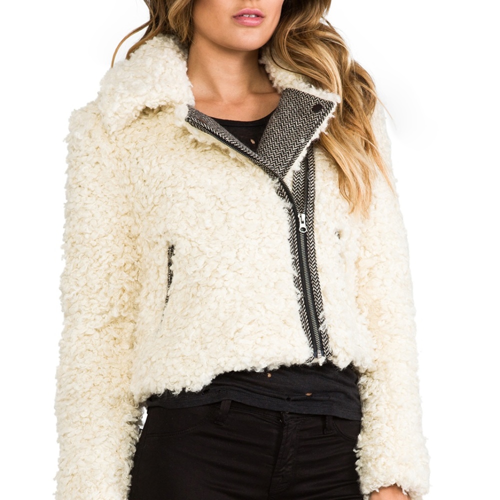 Free People shaggy Sherpa Moto jacket. Rare find.